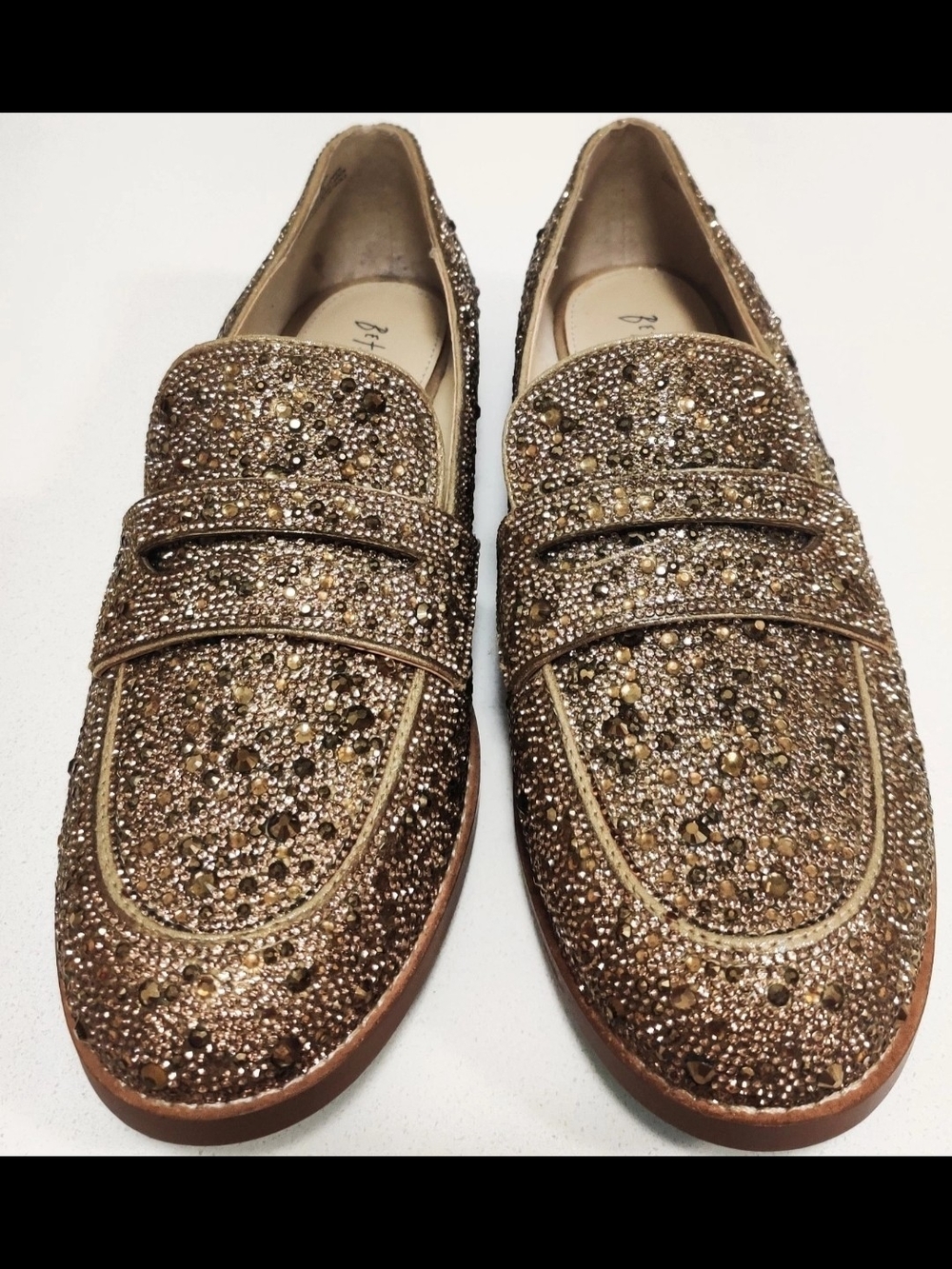 Betsey Johnson Womens 9.5 Embellished Rhinestone Penny Loafers